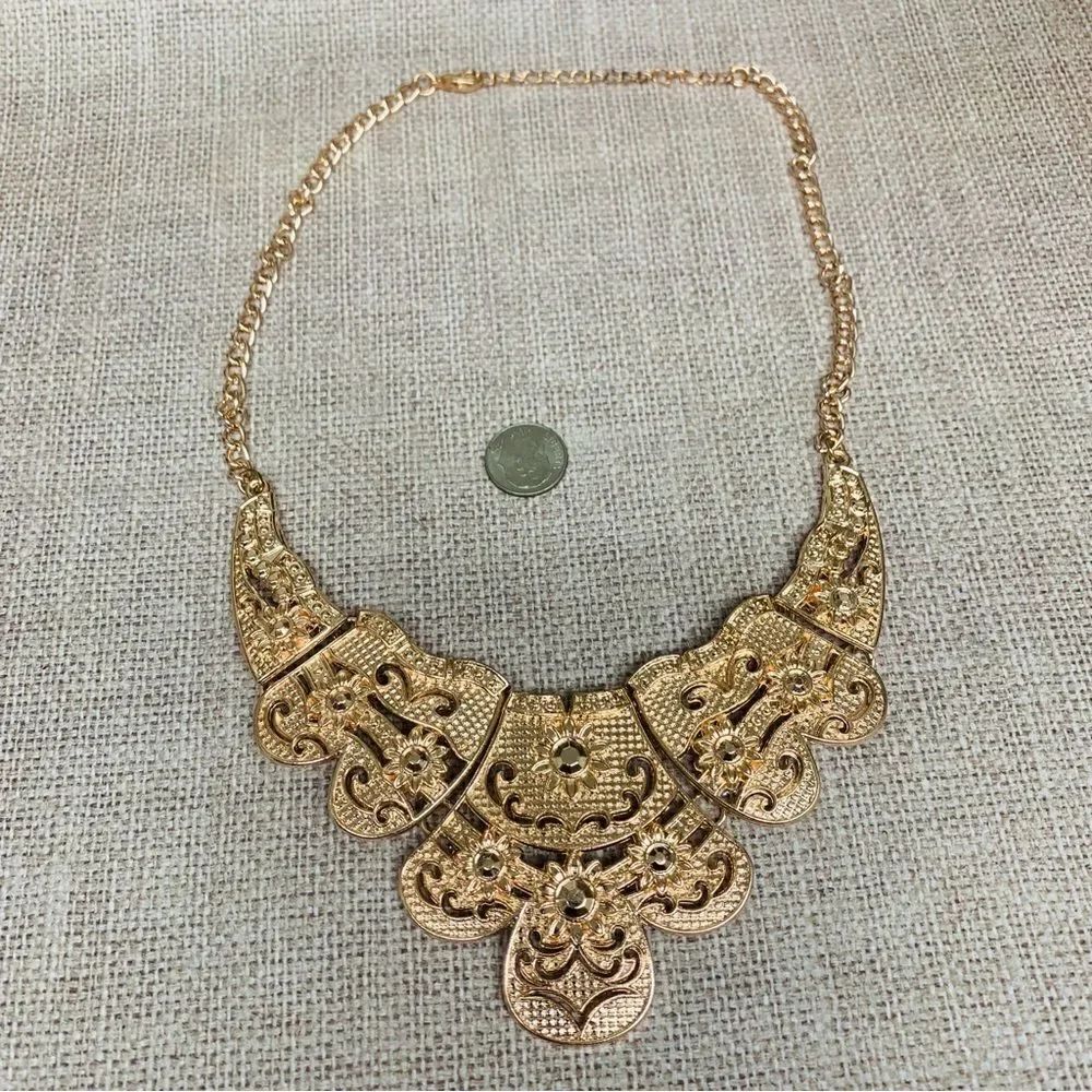 Gold Crystal Panel Necklace
